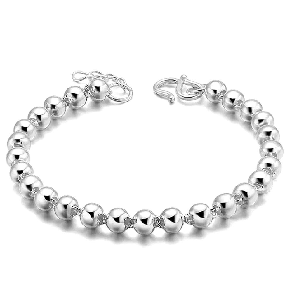 Beaded Ball Sterling Silver Bracelet 8mm